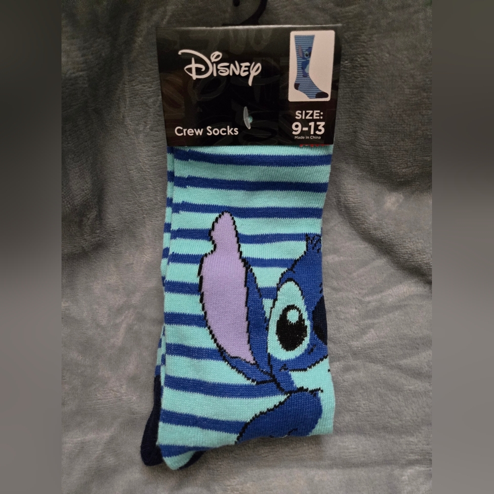 Disney Stitch Blue Striped Socks